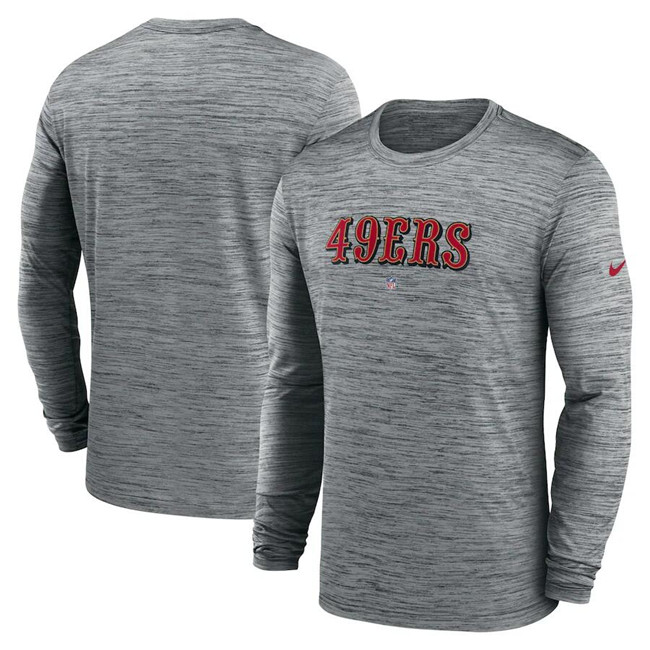 Men's Gray San Francisco 49ers Heather Sideline Team Velocity Performance Long Sleeve T-Shirt